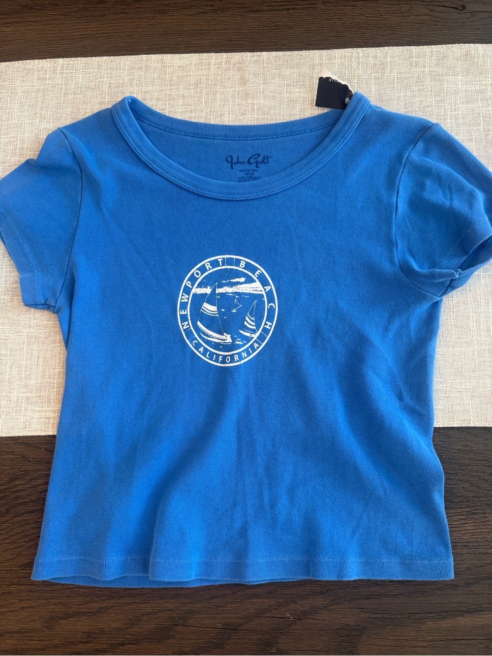 Brandy Melville Blue Newport Beach Graphic Short Sleeve Tee